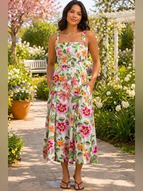 Misa Los Angeles Silvana Floral Poplin Pinafore Dress